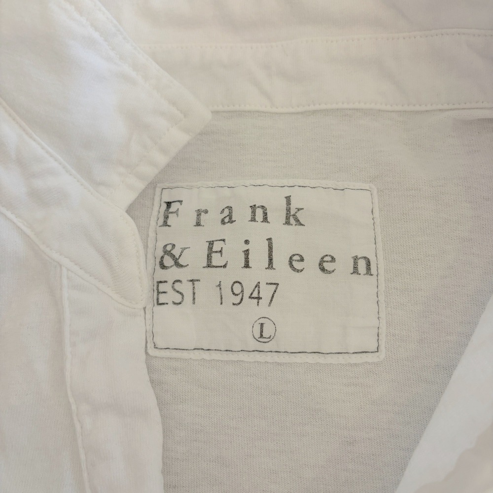 Frank & Eileen Patrick Popover Henley L Vintage Jersey White Cotton Minimalist - Picture 4 of 12
